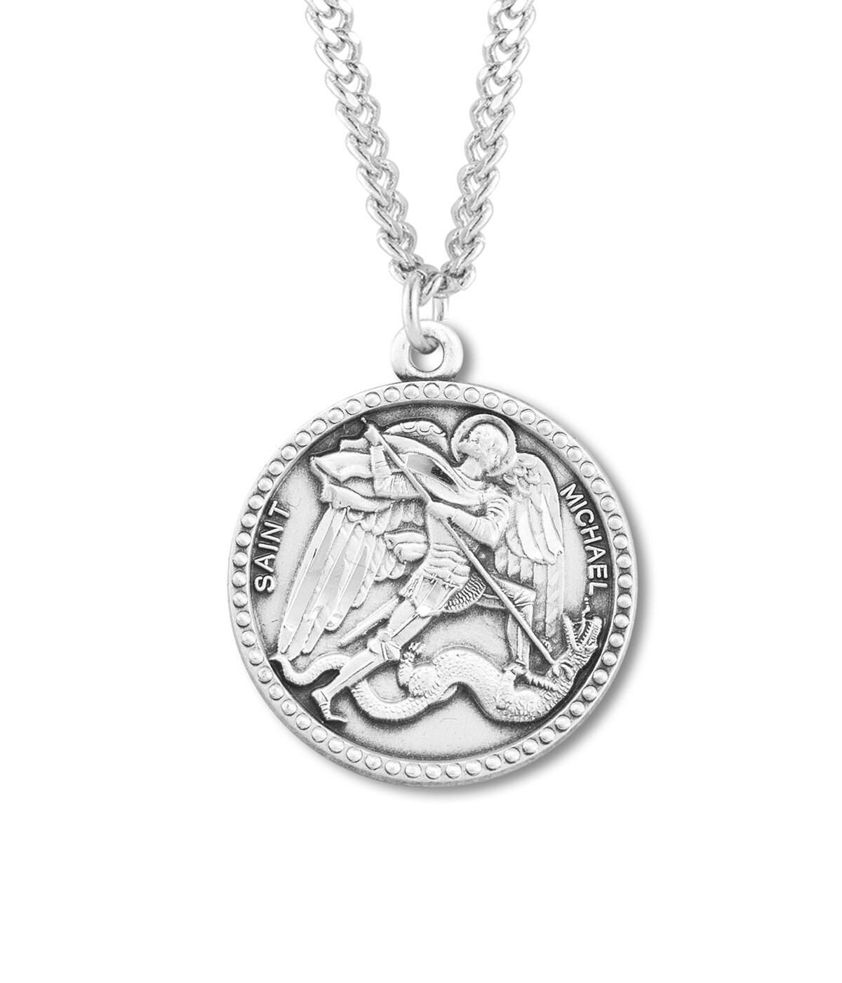 Men's 925 Sterling Silver Saint Michael Pendant Medal Necklace Made in U.S.A. Men's 925 Sterling Silver Saint Michael Pendant Medal Necklace Made in U.S.A.
