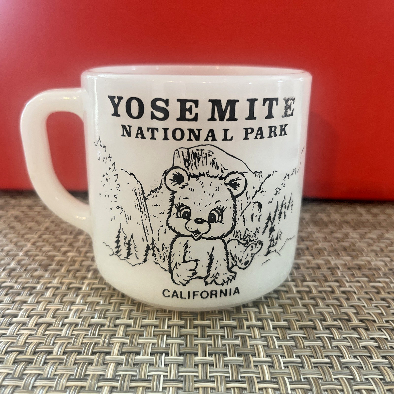 Vintage Yosemite National Park California Mug Milk Glass Federal Brand Vintage Yosemite National Park California Mug Milk Glass Federal Brand