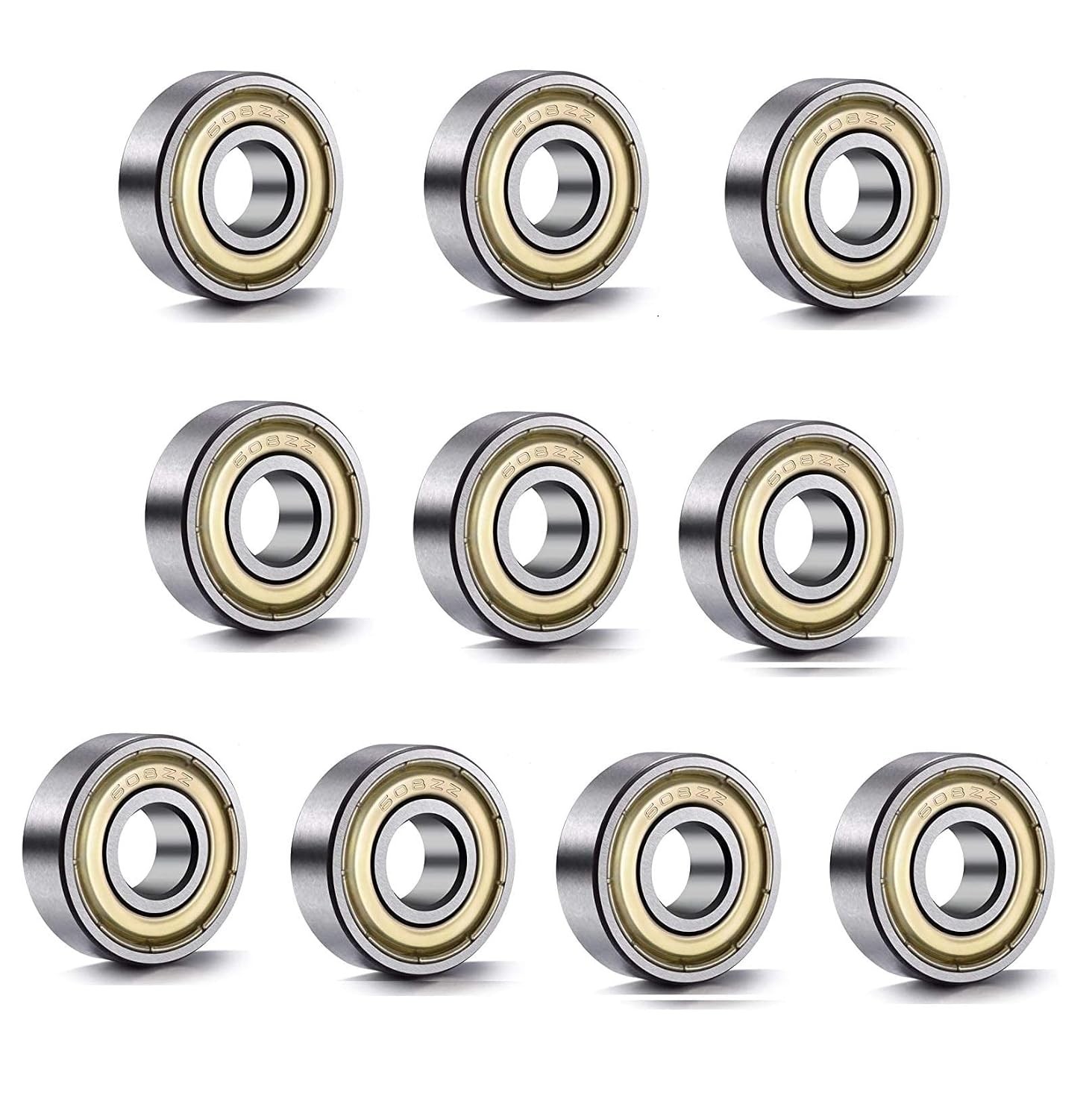 608 ZZ Ball Bearings(10PCS), 608ZZ Metal Double Shielded Miniature Deep Groove 608 ZZ Ball Bearings(10PCS), 608ZZ Metal Double Shielded Miniature Deep Groove