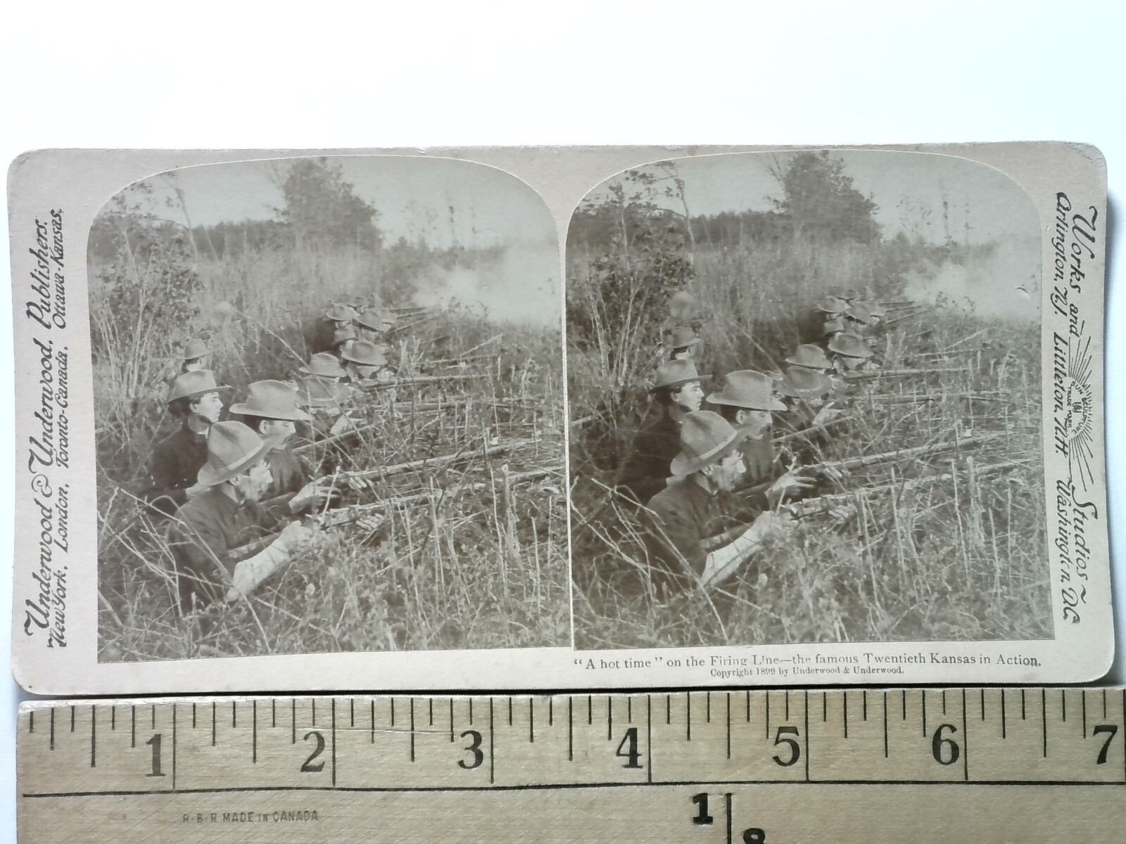 20th Kansas Regiment Firing Line Stereoview Underwood & Underwood 1899 Military 20th Kansas Regiment Firing Line Stereoview Underwood & Underwood 1899 Military