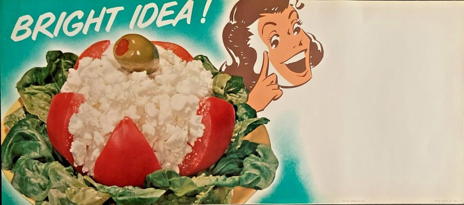 Vintage Grocery Store Paper Sign-Tomato, Cottage Cheese, Olive - 1950's Vintage Grocery Store Paper Sign-Tomato, Cottage Cheese, Olive - 1950's