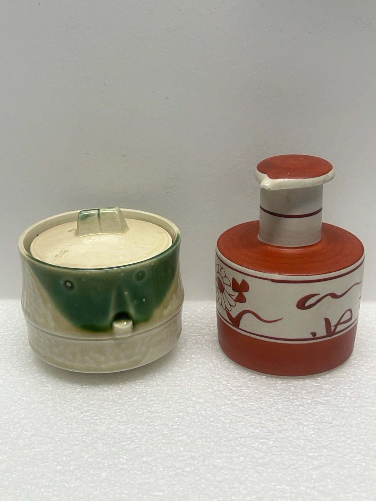 Seto Ware Small Ceramic Container For Sugar Etc. With Lid Lot Of 2 Vintage