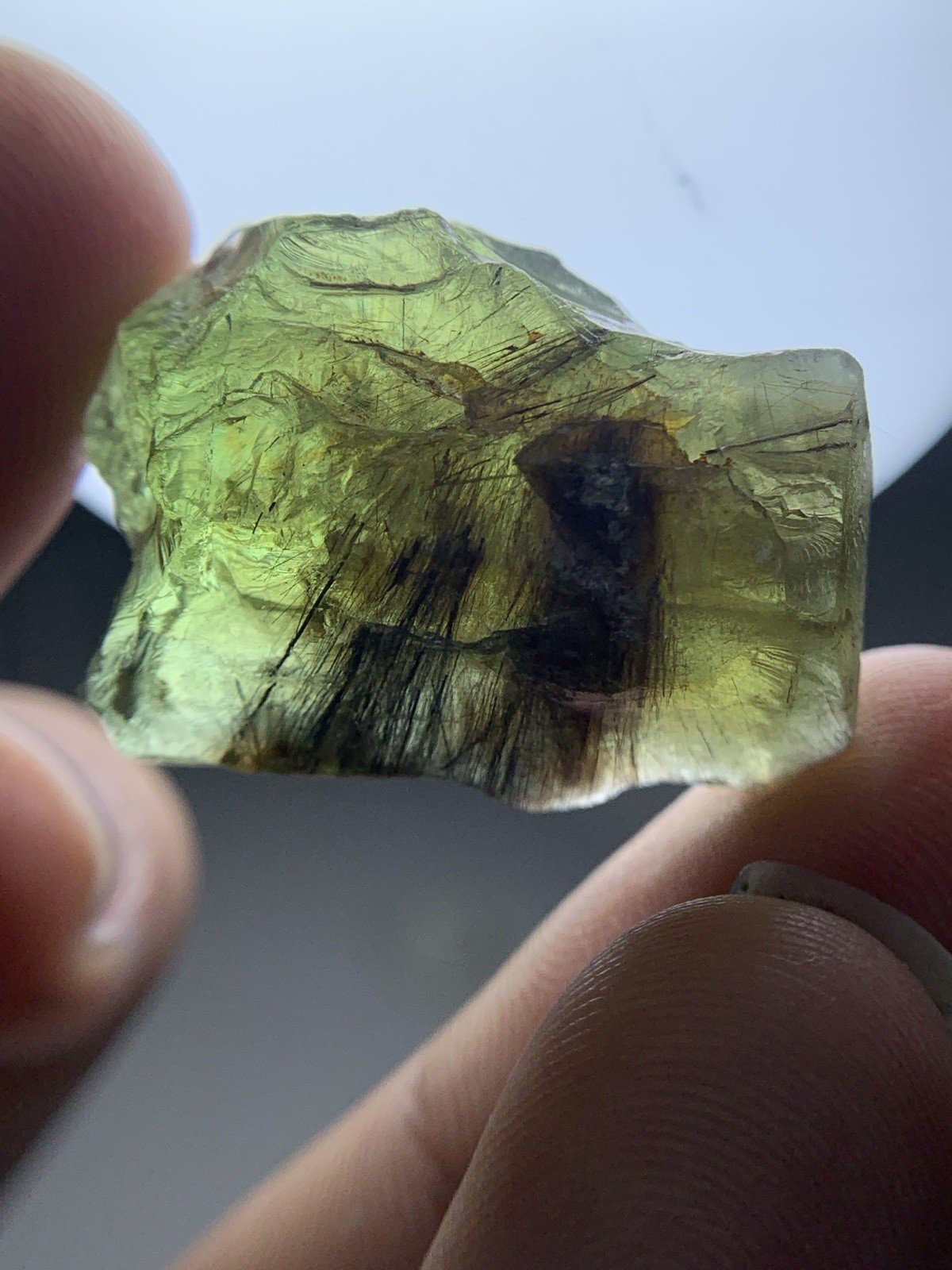62.30 Crts Large Nice Piece Facet Grade Green Peridot Including Routile Needle