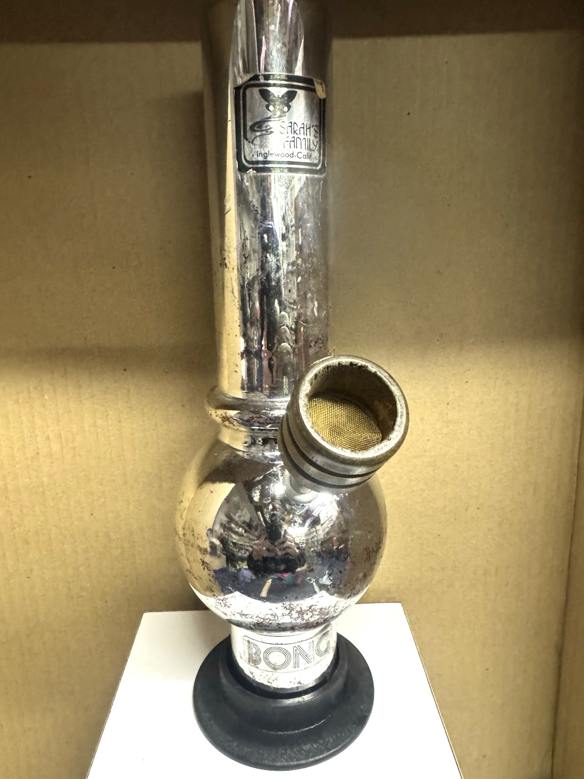 VTG Sarah’s family Silver Red Hookah Pipe Unused Scuffs Bong Missing Cap