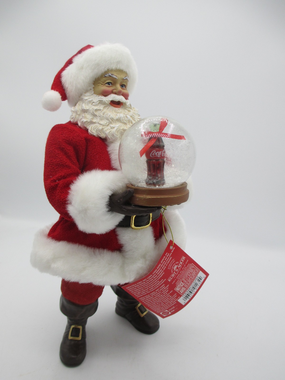 Coca-Cola Kurt Adler Fabriche Santa Holding Snowglobe Table Decor Christmas Coke