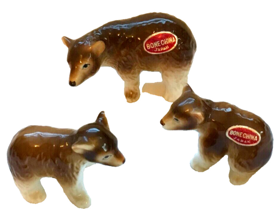 RETRO BONE CHINA 3 PIECE BROWN BEAR FAMILY