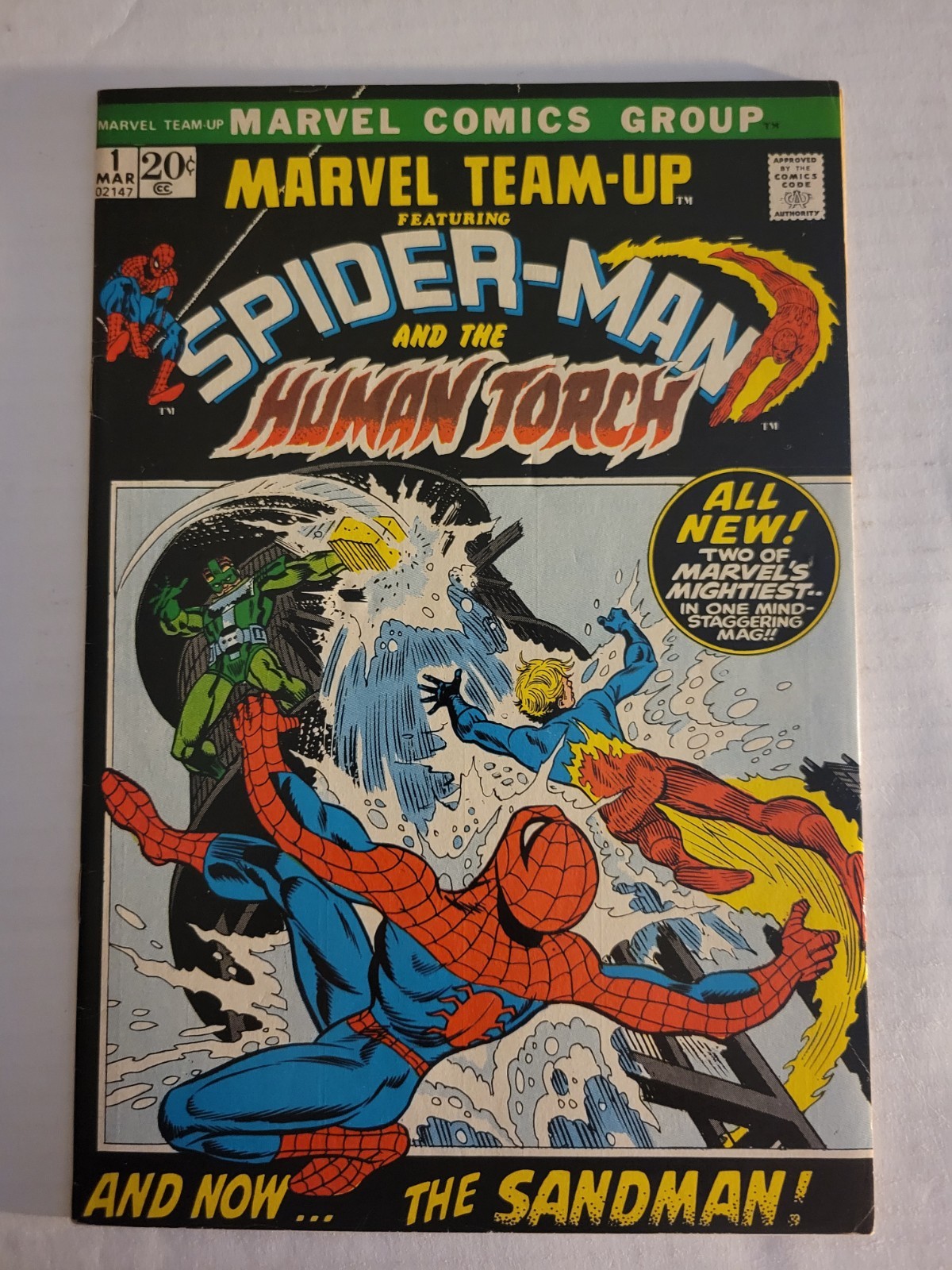 Marvel Team Up #1 Spiderman And The Human Torch 1972 Comic Sandman 1st Series Marvel Team Up #1 Spiderman And The Human Torch 1972 Comic Sandman 1st Series