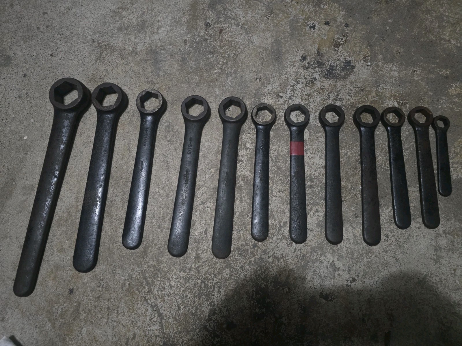 Vintage J H Williams Lathe Wrench Tool Set Of 12