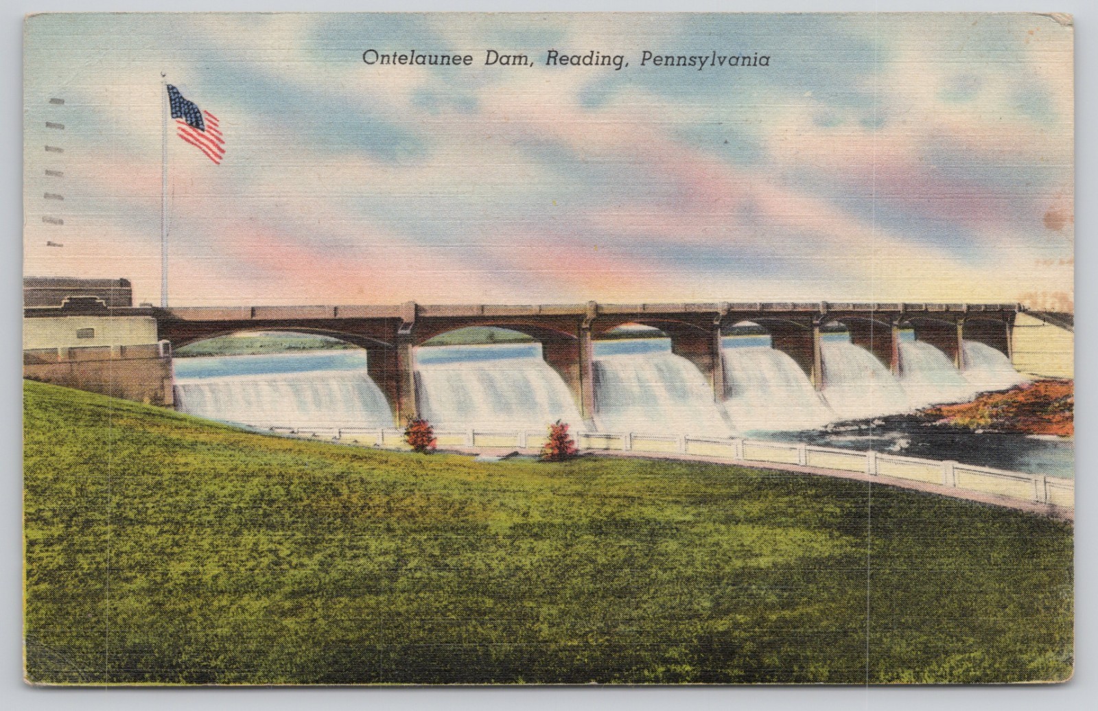 Postcard c1944 reading Pennsylvania Ontelaunee Dam