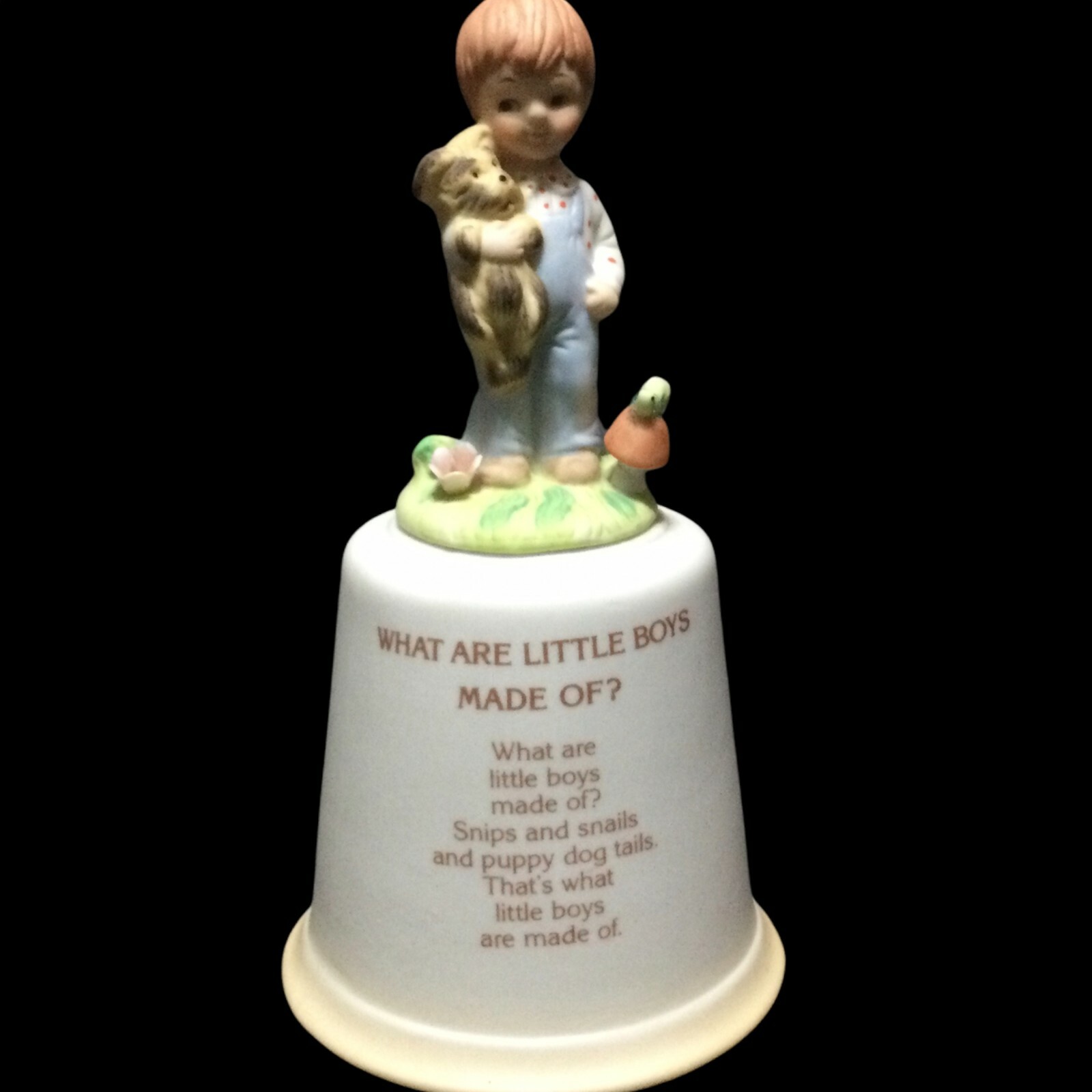 Enesco Vintage Porcelain Hand Bell What Are Little Boys Made Of Figurine Japan