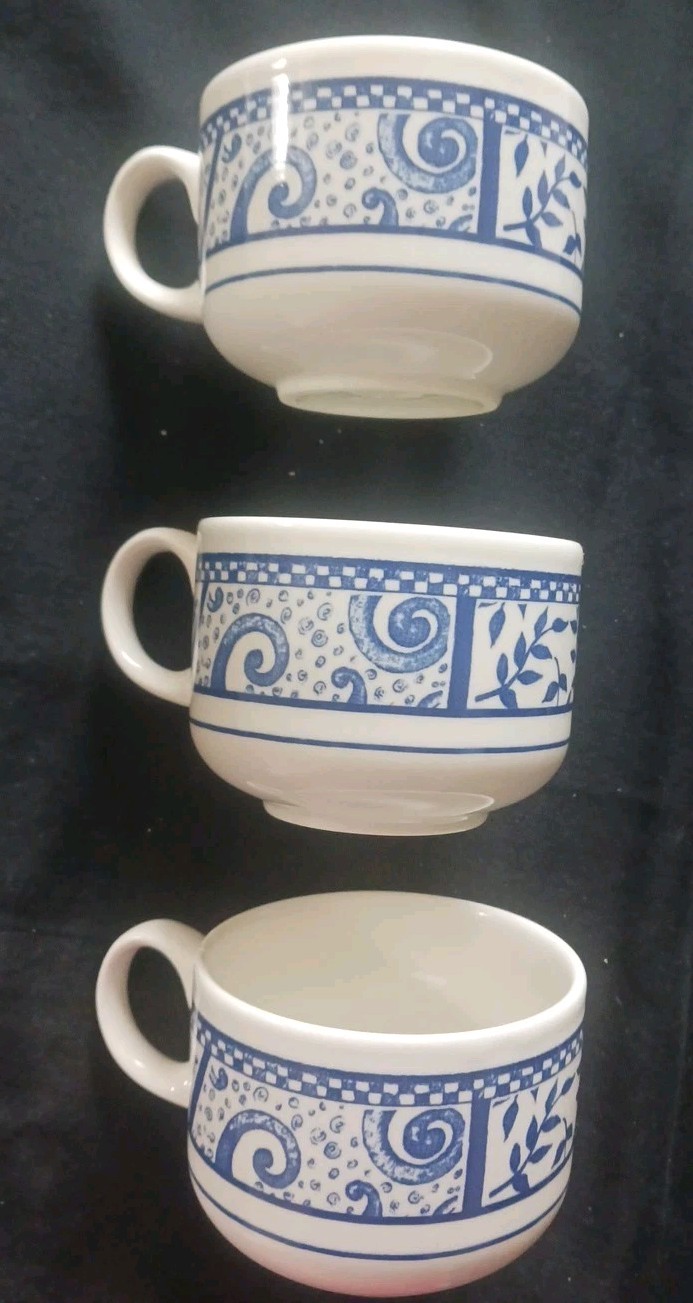 Set of 3 Churchill CCH9 Blue Geometric Coffee Cups (FREE SHIPPING) Set of 3 Churchill CCH9 Blue Geometric Coffee Cups (FREE SHIPPING)
