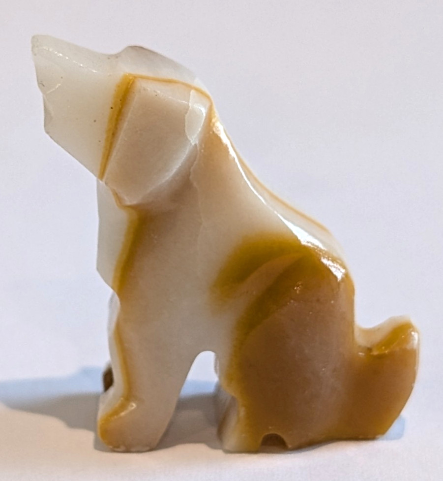 Vintage Hand-Carved Banded Onyx Marble Sitting Dog Figurine Vintage Hand-Carved Banded Onyx Marble Sitting Dog Figurine