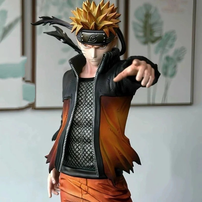 32cm Naruto Uzumaki Anime PVC Figure Battle Damaged Statue Collectible Model Toy