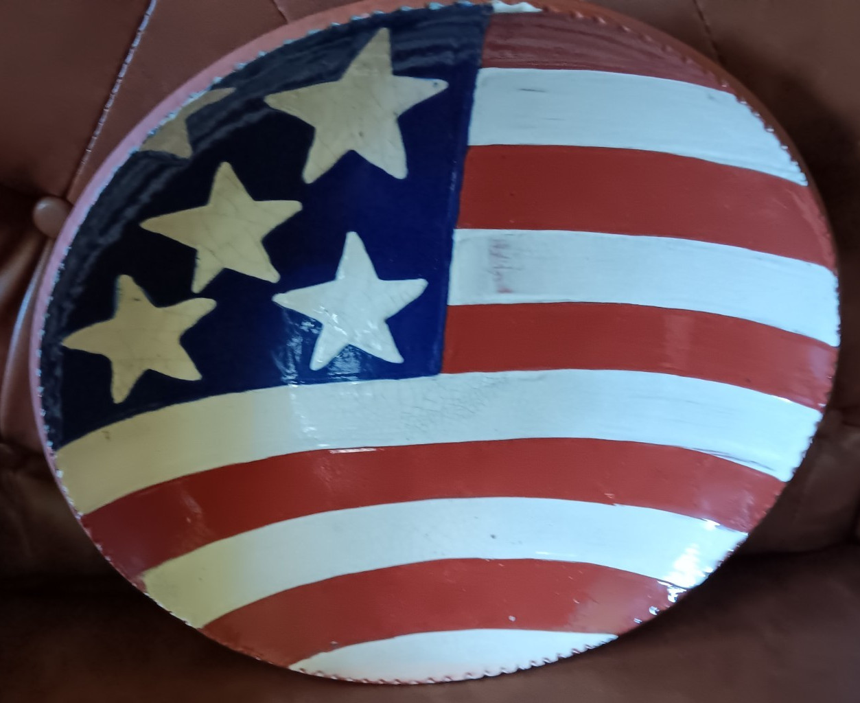 Vintage 2001 BABS Turtlecreek Pottery Redware USA American Flag Plate Charger Vintage 2001 BABS Turtlecreek Pottery Redware USA American Flag Plate Charger