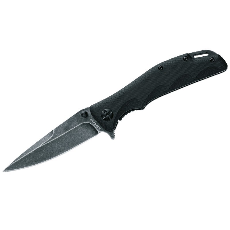 Fox Edge Mandatory Fun Framelock Stainless Knife Stonewash Blade w/ G10 Handle