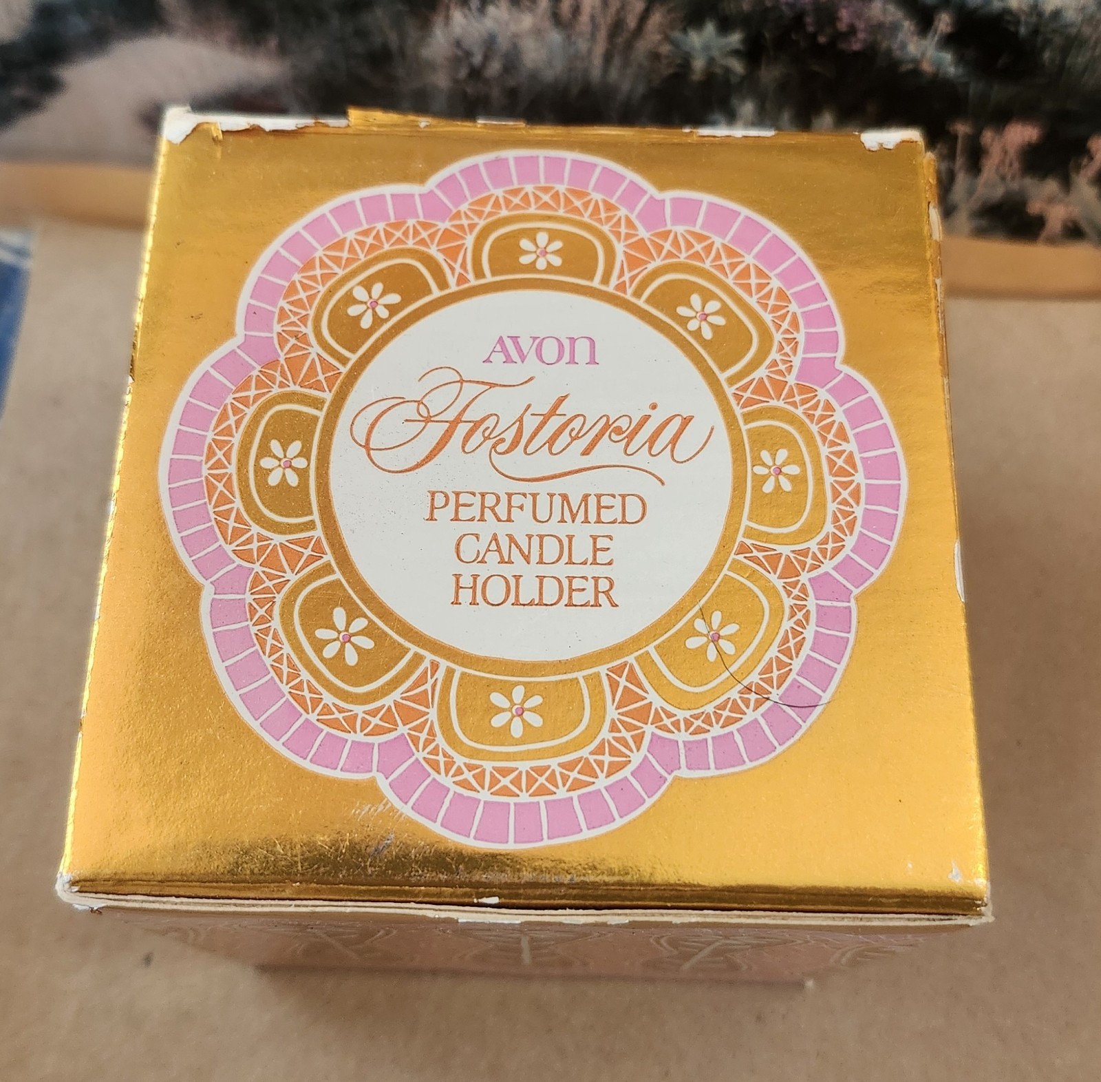 Vintage Avon Fostoria Perfumed Candle Holder Clear Glass Original Box