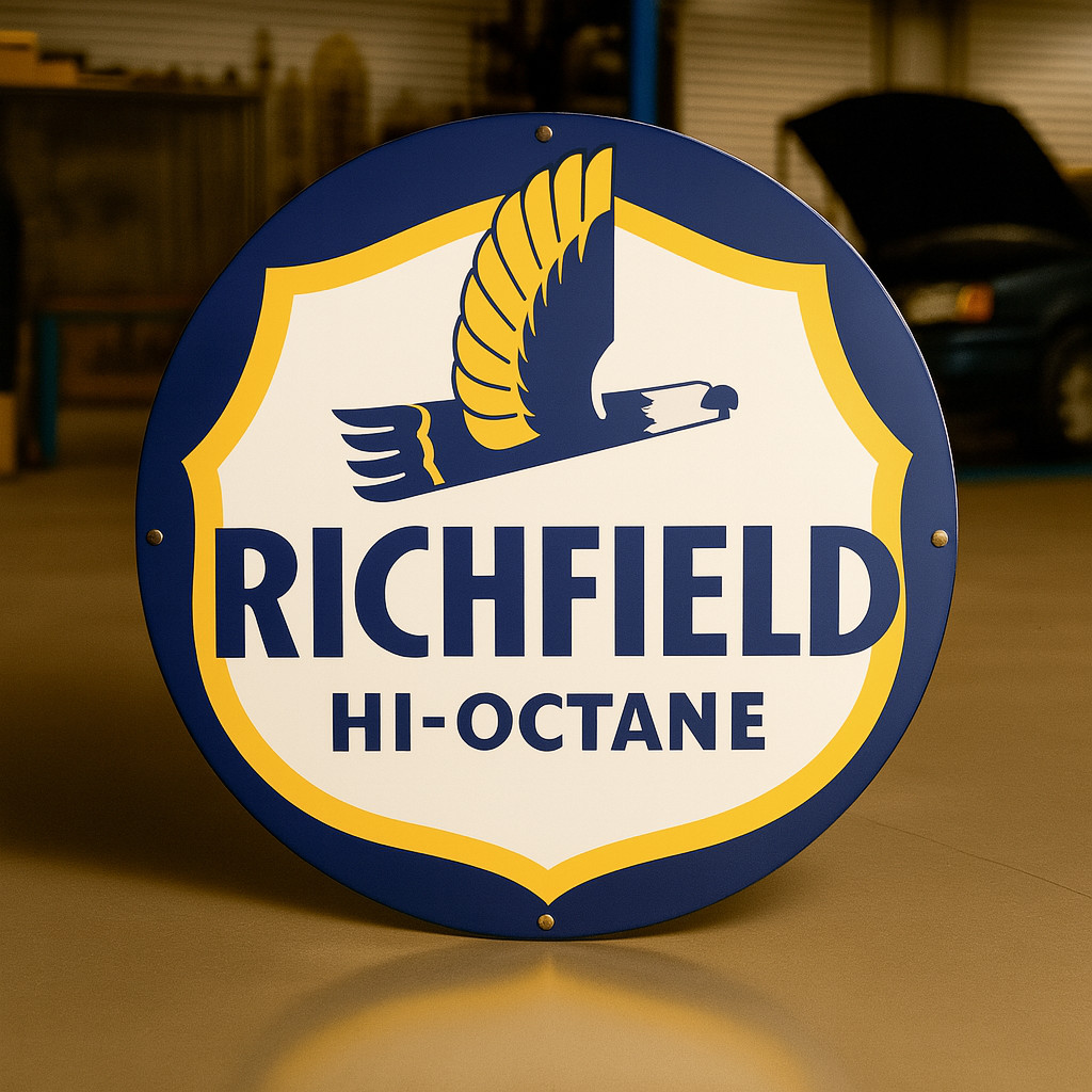 Vintage  Richfield Hi-Octane Heavy Metal Sign XL - 19.7\