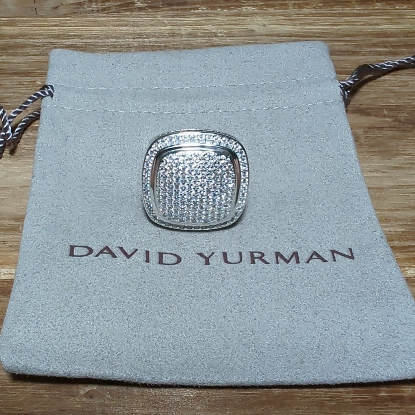 David Yurman Sterling Silver 20mm Albion pave Diamond Ring Size 6.5