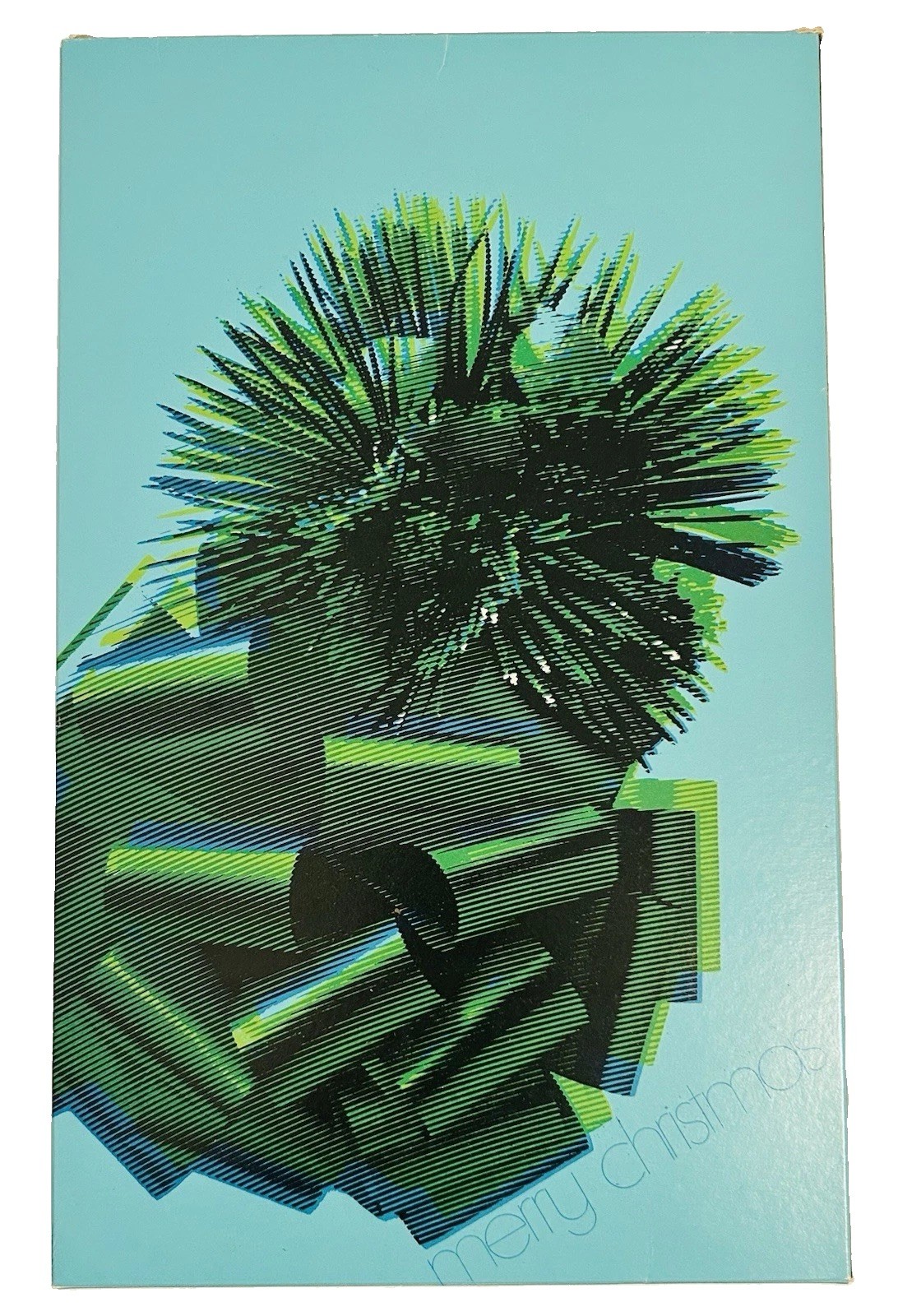 Electric Turquoise Montgomery Ward Merry Christmas Gift Box Holiday Vintage Xmas