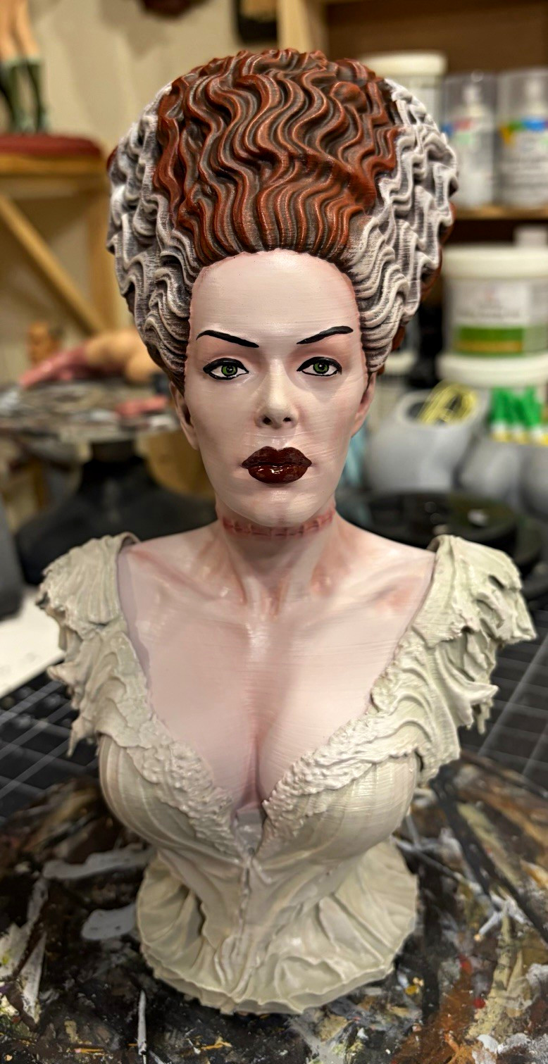 Bride of Frankenstein Hand Painted 3D Resin Bust Figurine