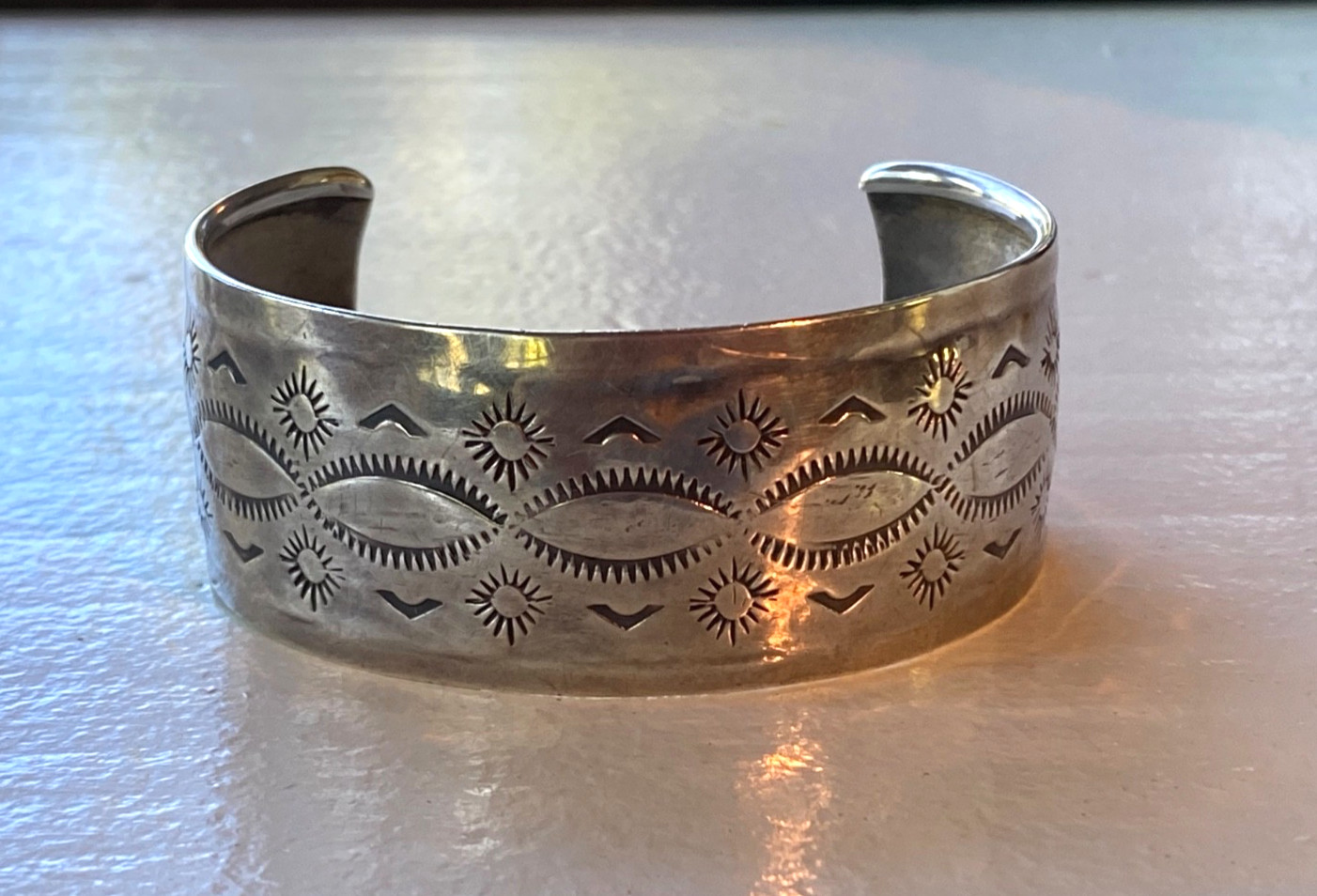 Very Old Navajo Sterling Silver Cuff Bracelet-Fine Old Tooling-Rare Very Old Navajo Sterling Silver Cuff Bracelet-Fine Old Tooling-Rare