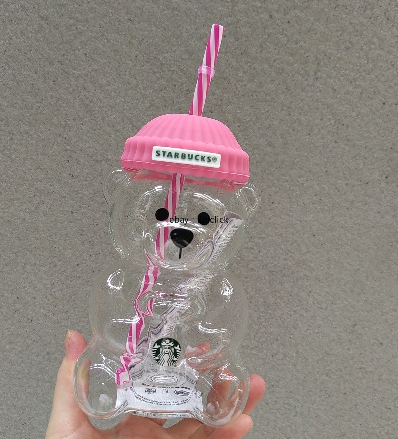 Rare Starbucks Bear Bearista Glass Cup All Pink 20oz Straw Cup Iced Coffee Cup Rare Starbucks Bear Bearista Glass Cup All Pink 20oz Straw Cup Iced Coffee Cup