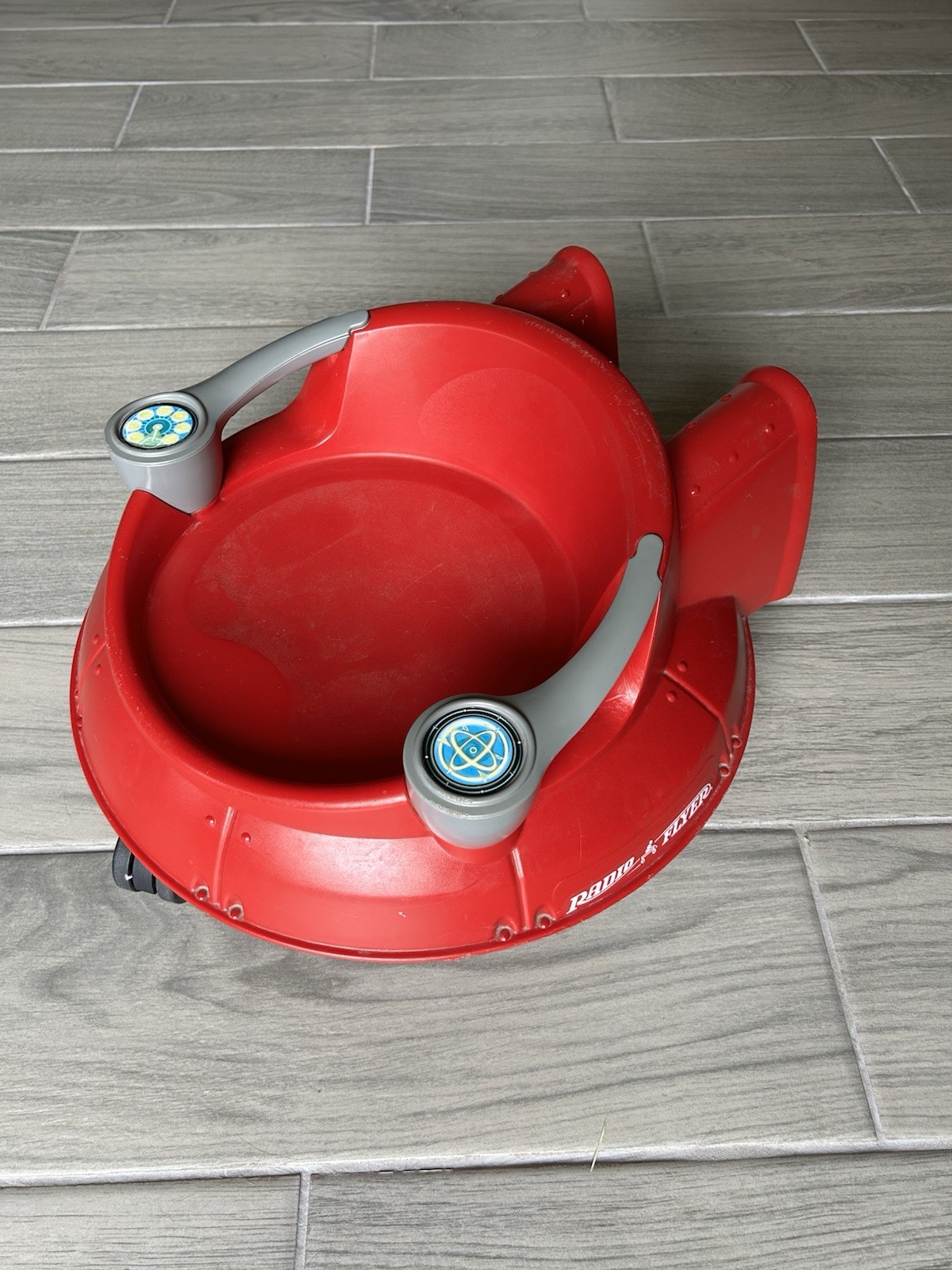 Red RADIO FLYER Spin \'N Saucer Made in USA - 360 spin UFO Toy