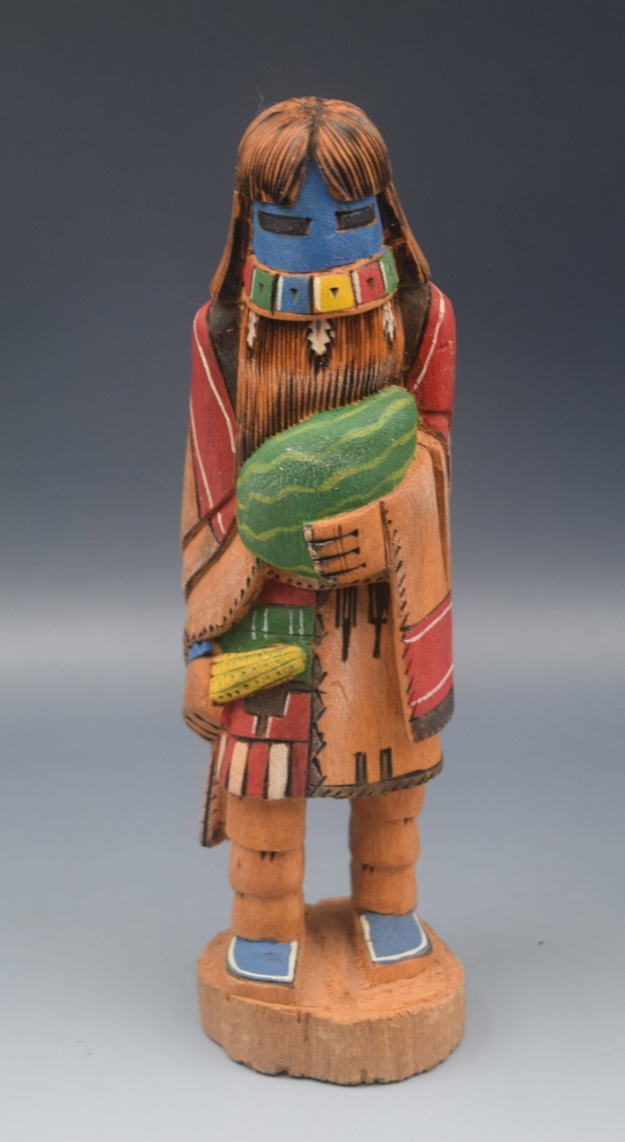 HOPI LONG HAIR KACHINA DOLL SIGNED L.V. 2006 WOOD CARVING KATSINA COTTONWOOD