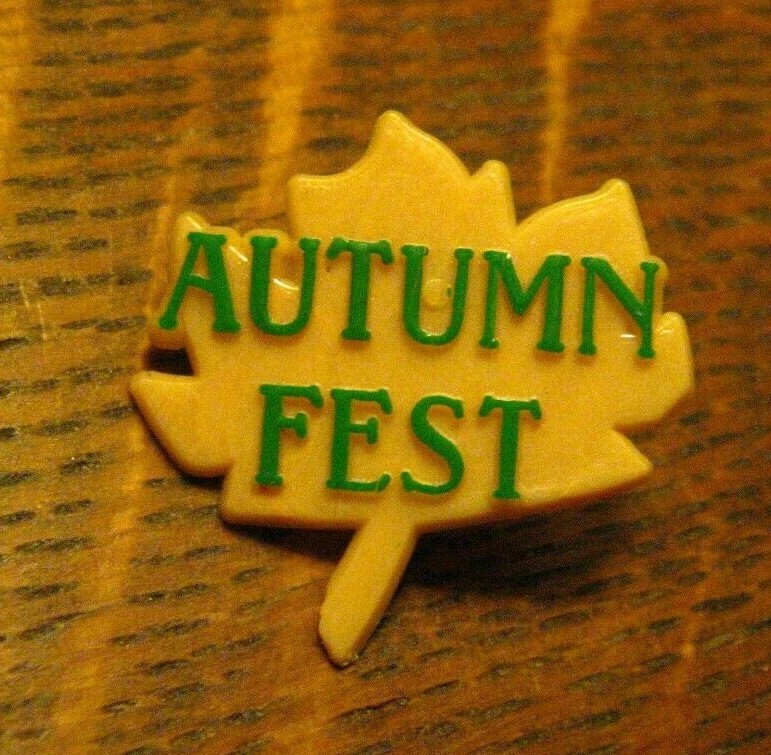 Autumn Fest Vintage Maple Leaf Lapel Pin - Fall Festival Syrup Fair Souvenir Pin