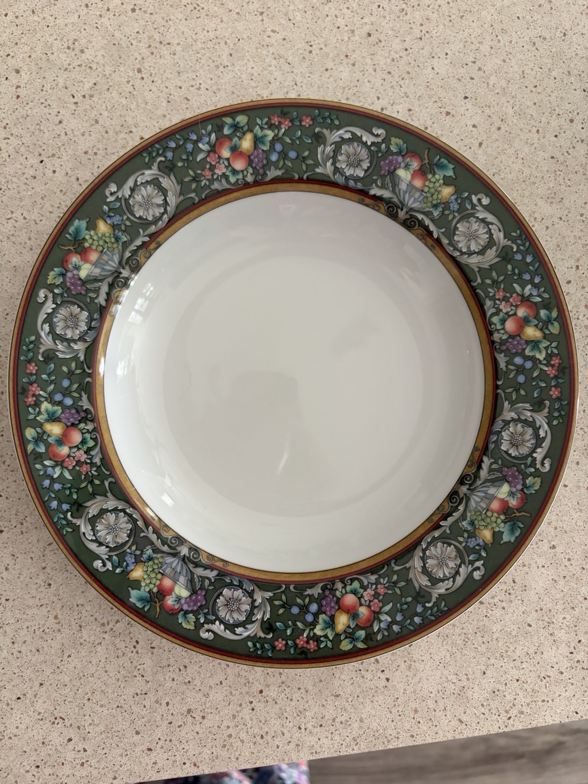 2 Mikasa Della Robbia Green Rimmed Soup Bowls 2 Mikasa Della Robbia Green Rimmed Soup Bowls