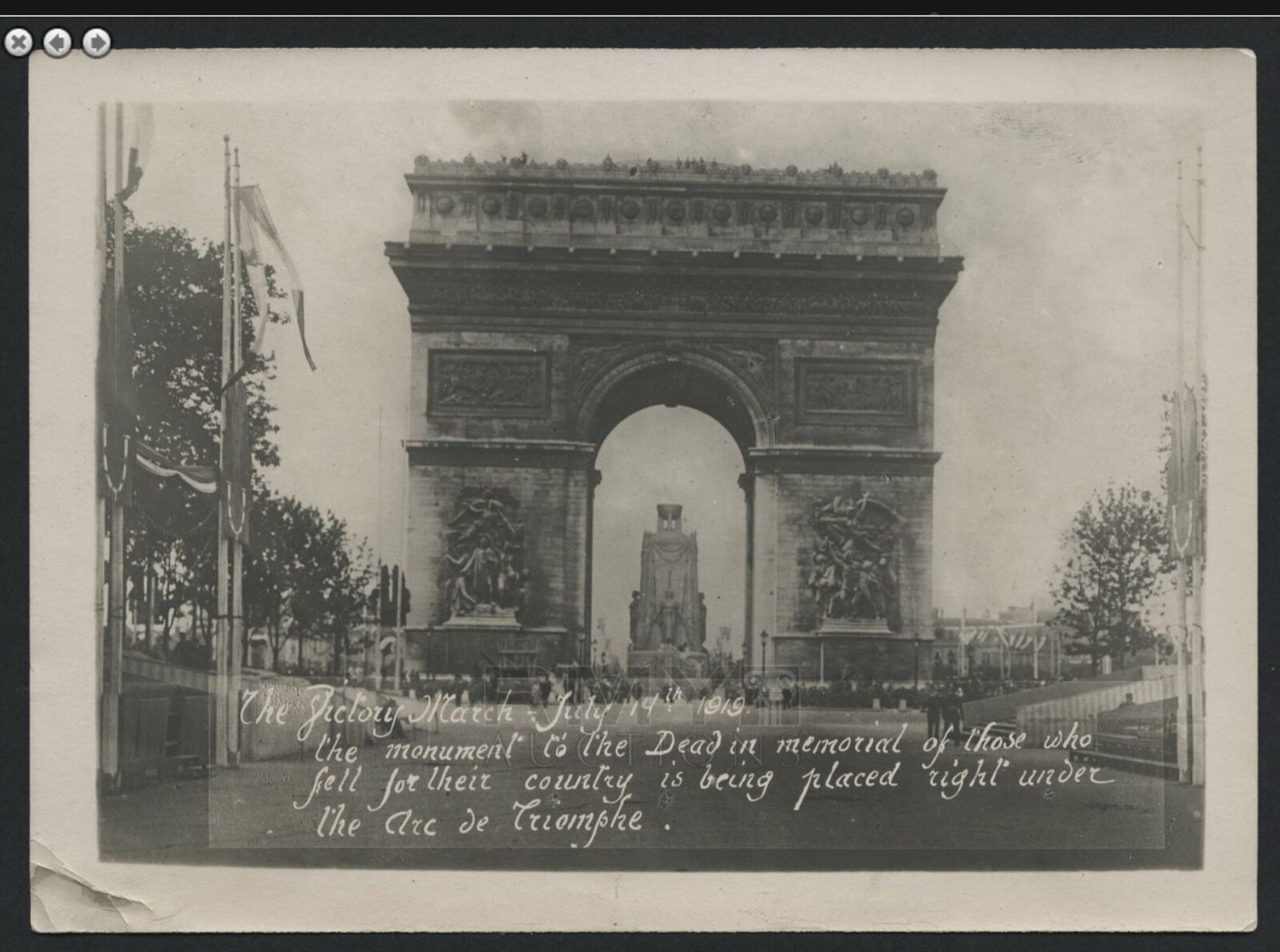 1919 Victory March in Paris - Touching Art Photo with the Arc de Triomphe