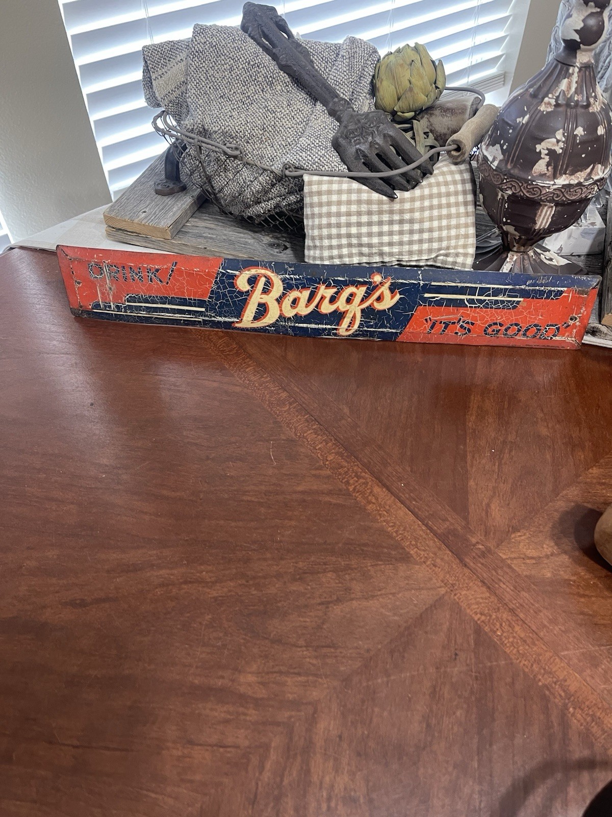 Vintage 1940s Barq\'s Root Beer Tin Sign Stout Sign Co St Louis MO Door Push Vintage 1940s Barq\'s Root Beer Tin Sign Stout Sign Co St Louis MO Door Push