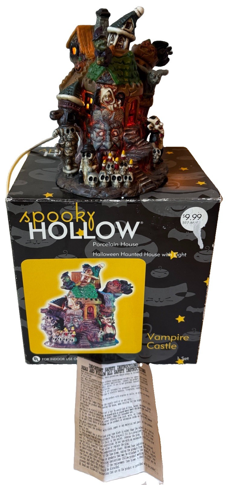 Vintage Y2K Spooky Hollow Vampire Castle Porcelain Lighted House 2002 Jo-Ann Vintage Y2K Spooky Hollow Vampire Castle Porcelain Lighted House 2002 Jo-Ann