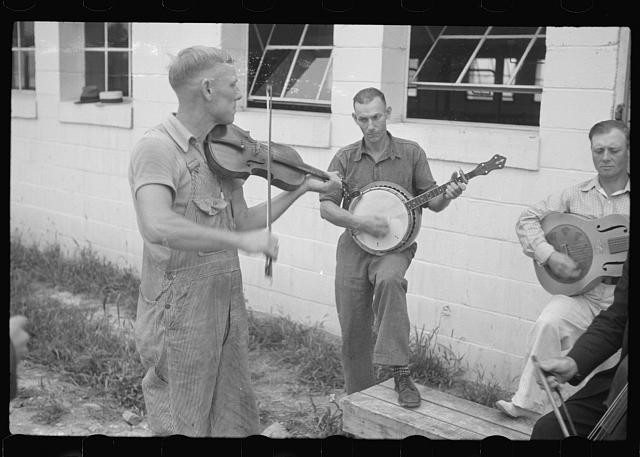 Photo:Westmoreland Fair Pennsylvania 1937 Fiddler Banjo Guitar Practice