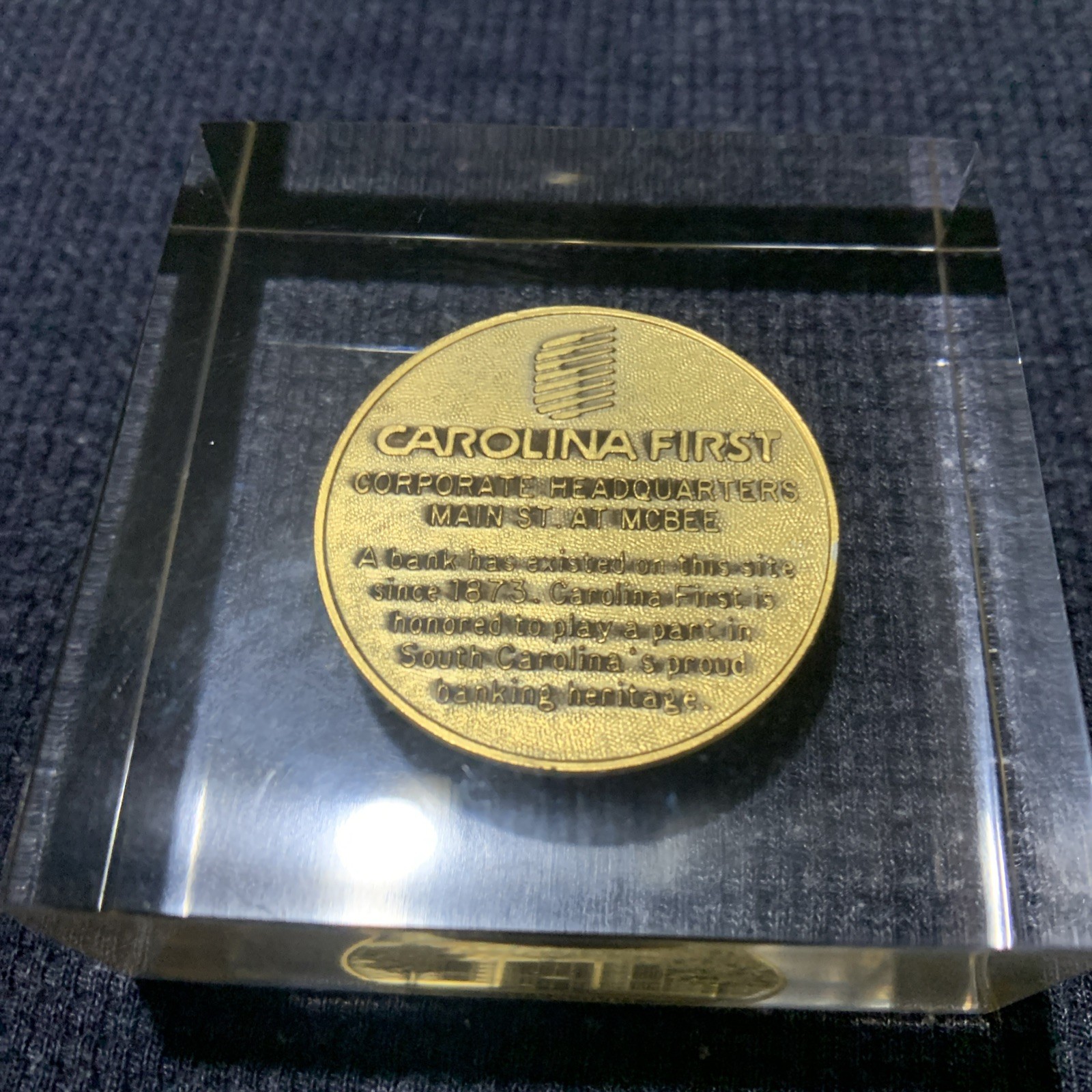  Greenville South Carolina First Bank Paperweight