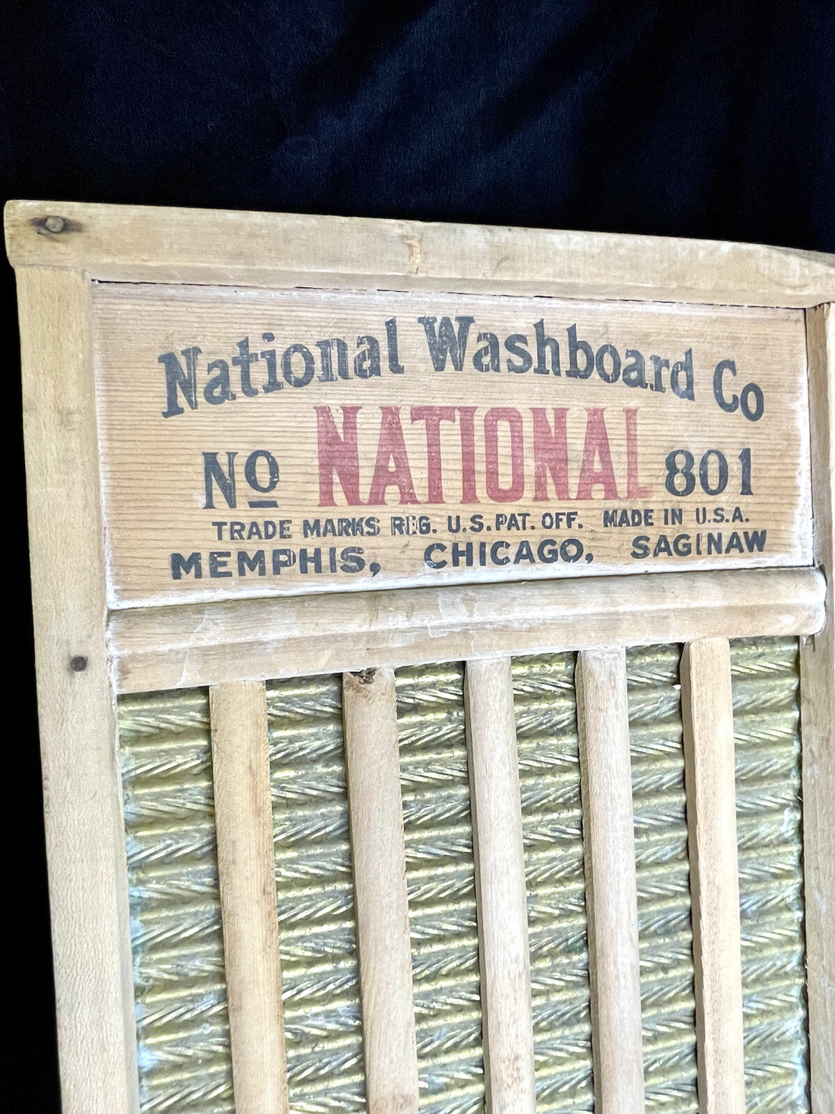 Vintage National Washboard Company The Brass King NO 801 Wood Washboard