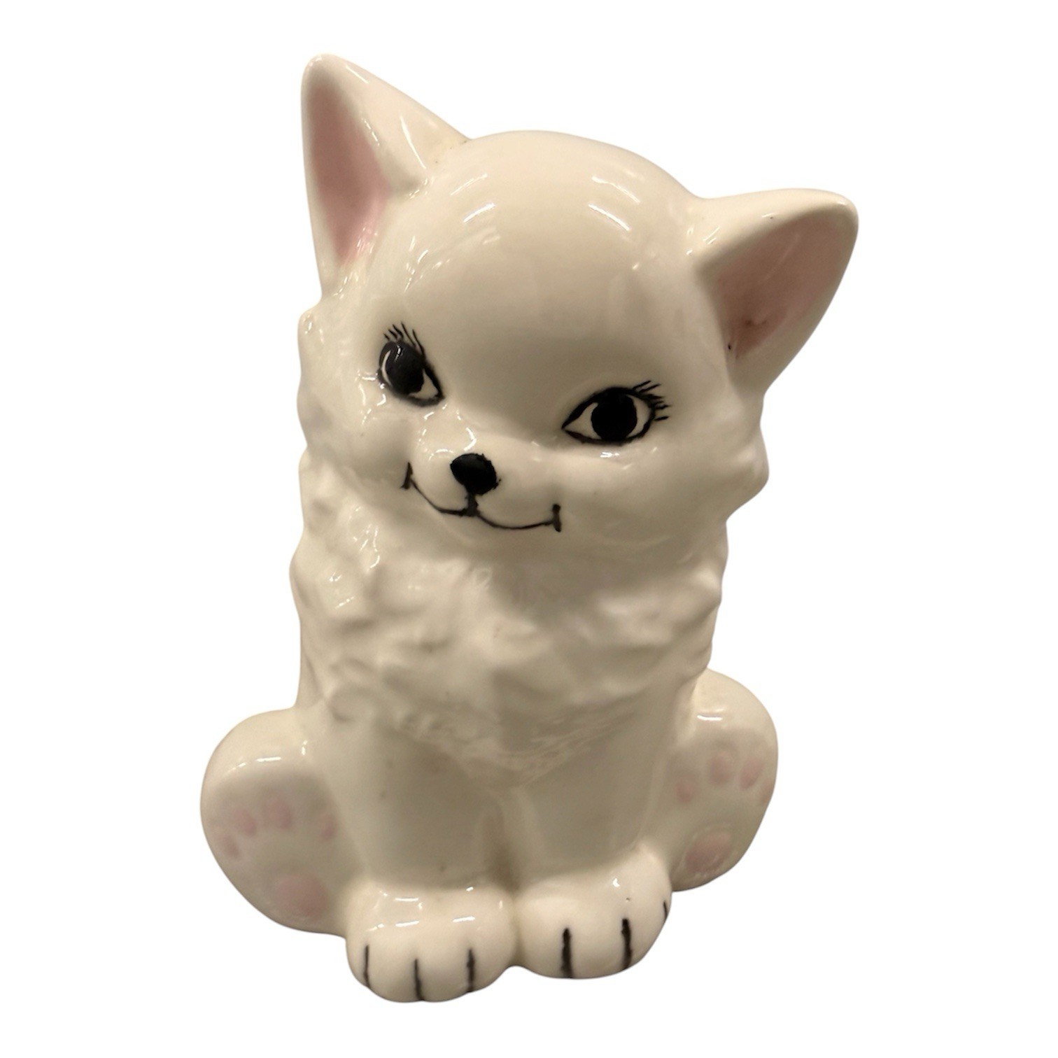 Vtg MCM Kitschy Japanese Cat Figurine Ceramic Big Eyes Persian Kitten Vtg MCM Kitschy Japanese Cat Figurine Ceramic Big Eyes Persian Kitten