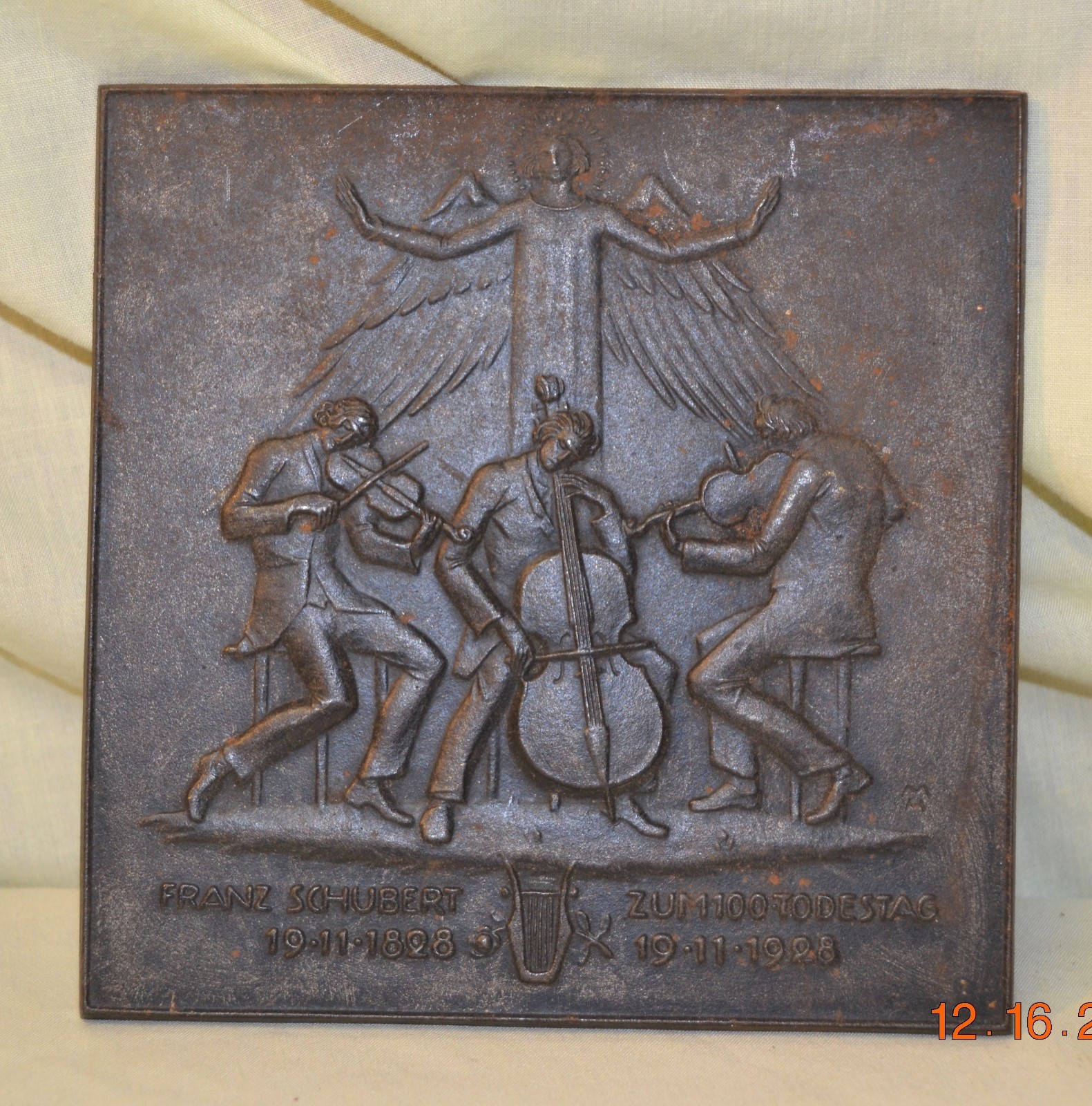 Bronze Plated Cast Iron Plaque of Franz Schubert Zum 100 Todestag 1828 1928 MH