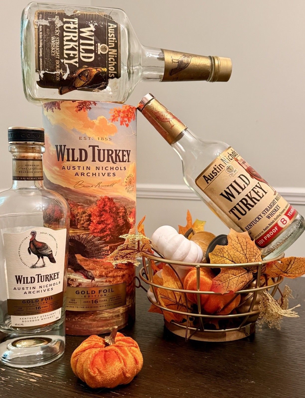 🔥Wild Turkey Bourbon 16yr Austin Nichols Archives Cheesy Gold Foil & RARE EMPTY