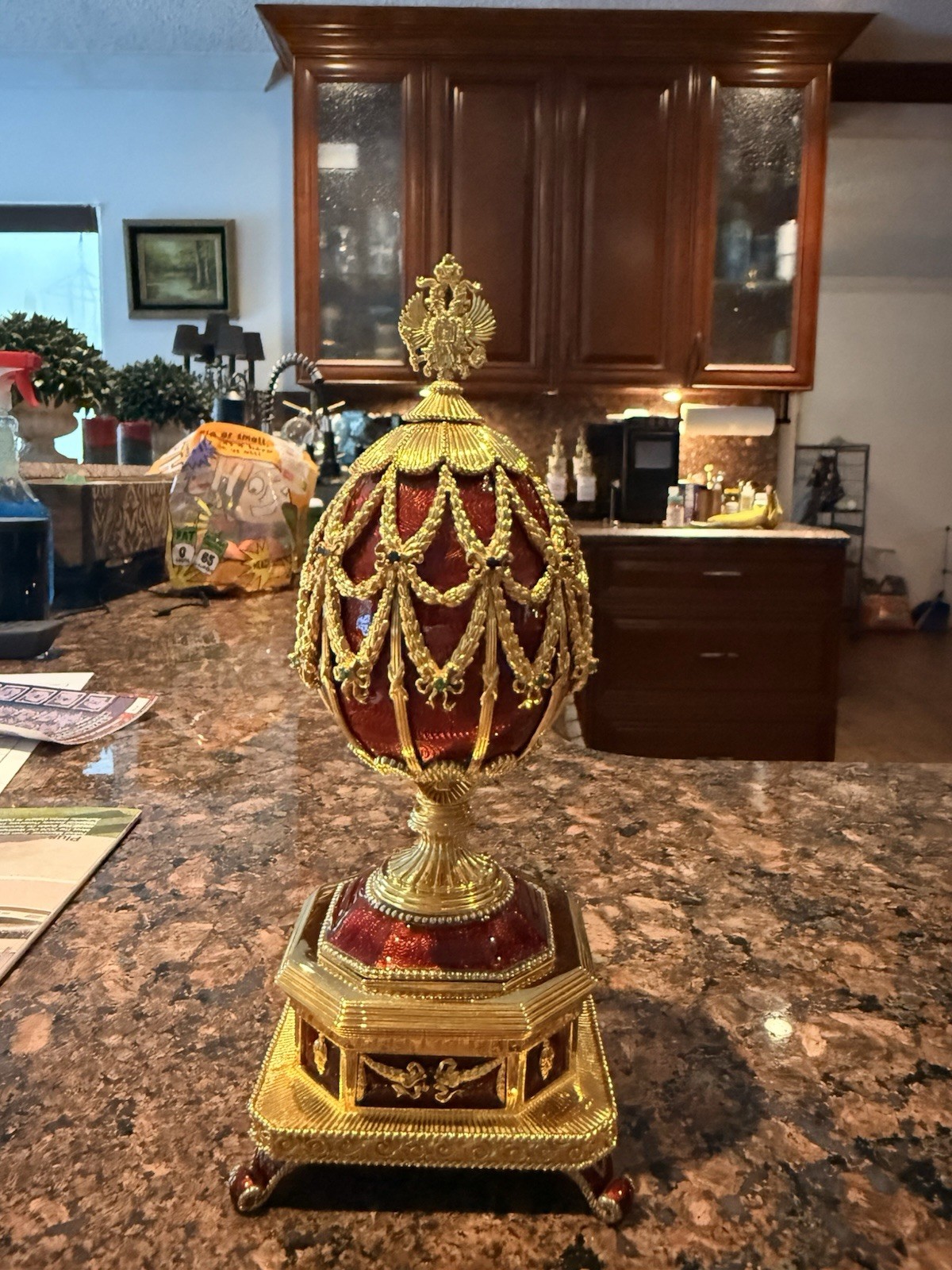 The Franklin Mint House of Fabergé Imperial Eggs 150th anniversary jeweled egg.