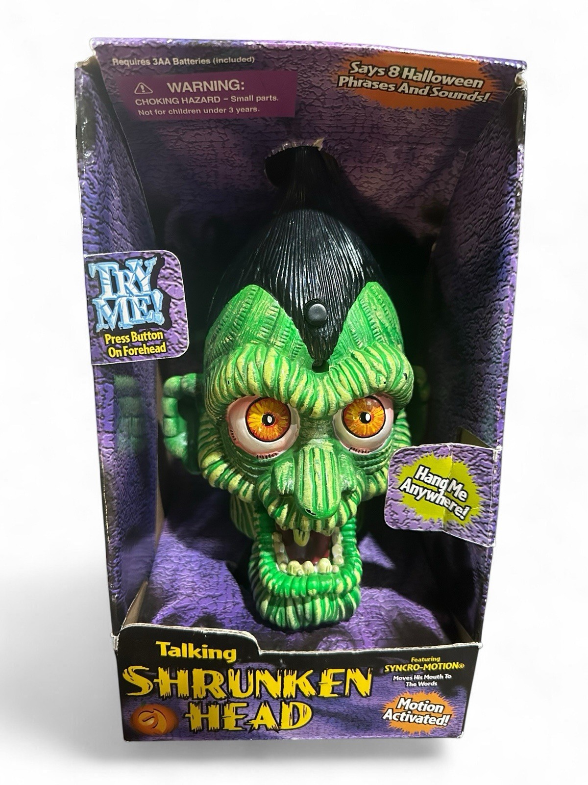 Talking Shrunken Head Halloween Decoration Gemmy 2001 Vintage Original Box WORKS Talking Shrunken Head Halloween Decoration Gemmy 2001 Vintage Original Box WORKS