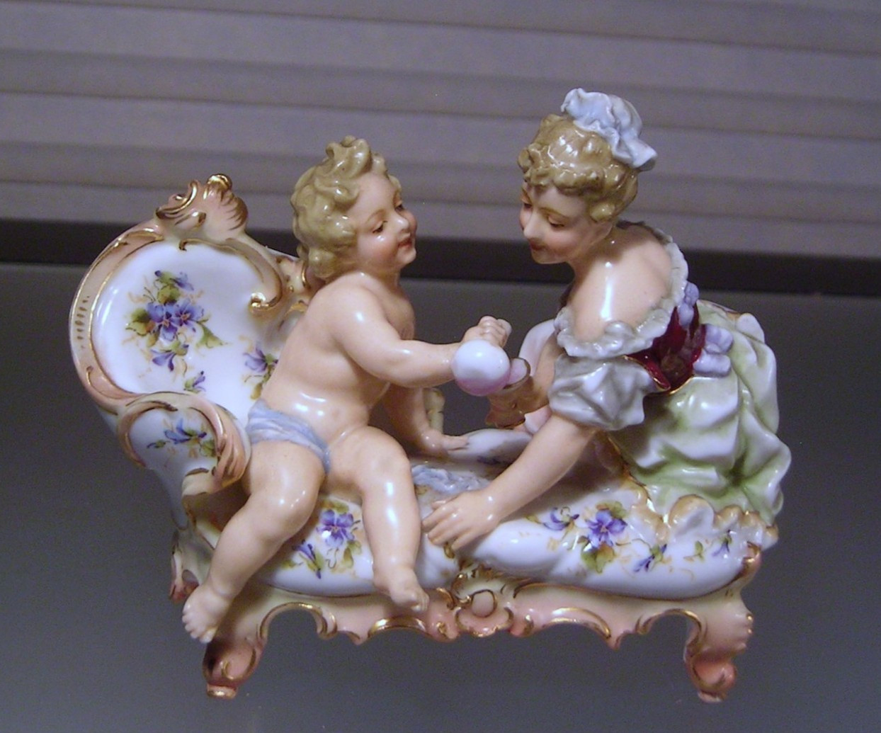 Antique Volkstedt Porcelain Figural Group Drinking Wine