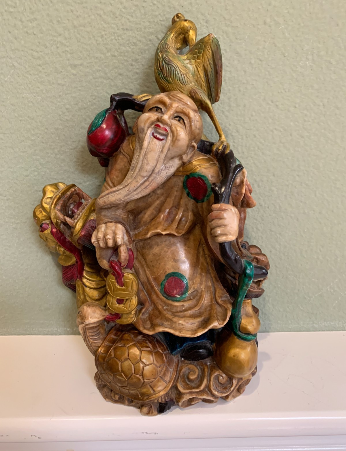 Vintage Chinese Shou Lao Longevity Figure with Carved Maker's Seal - 9
