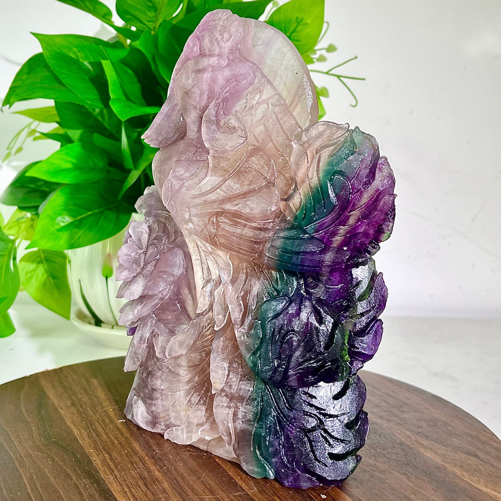 4.71LB  Beautiful fluorite pattern carving | Hand carved | Healing energy