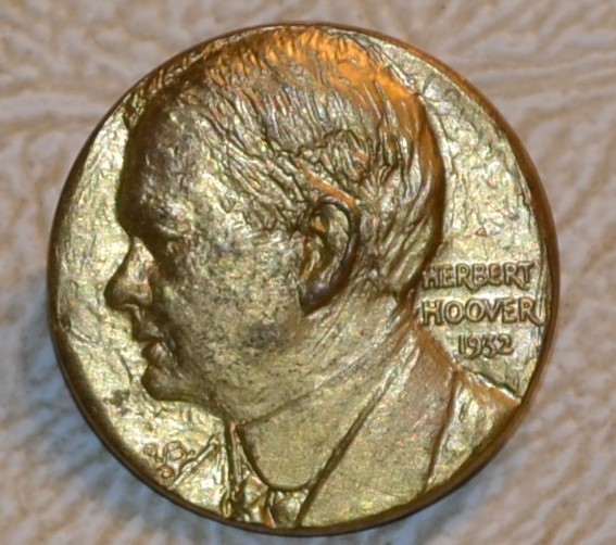 Vintage 1932 President Herbert Hoover Metal Campaign Pinback Button Pin New York