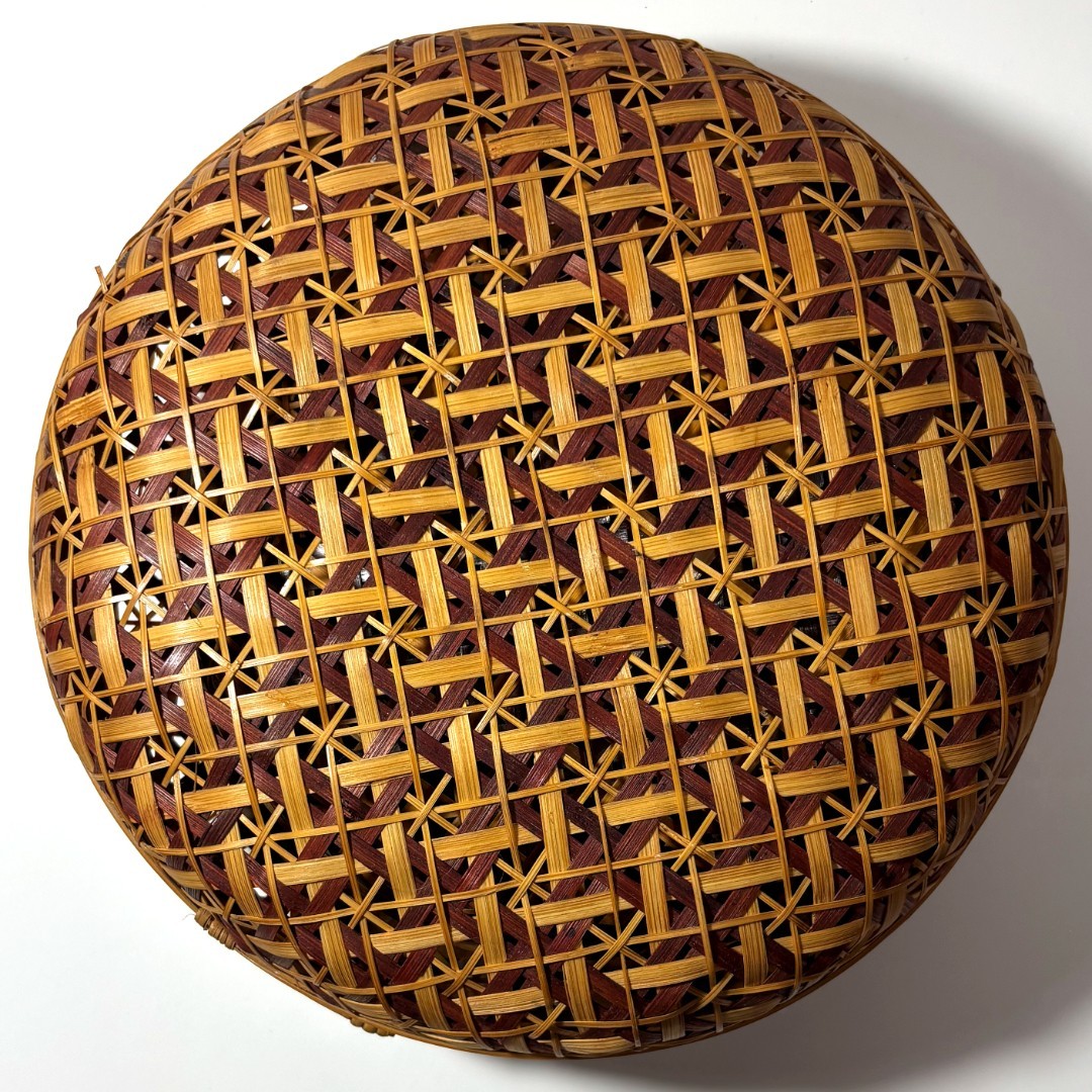 Vintage Rattan Woven Baskets Lids Set of 3 Nesting Round Boho Storage MCM Decor