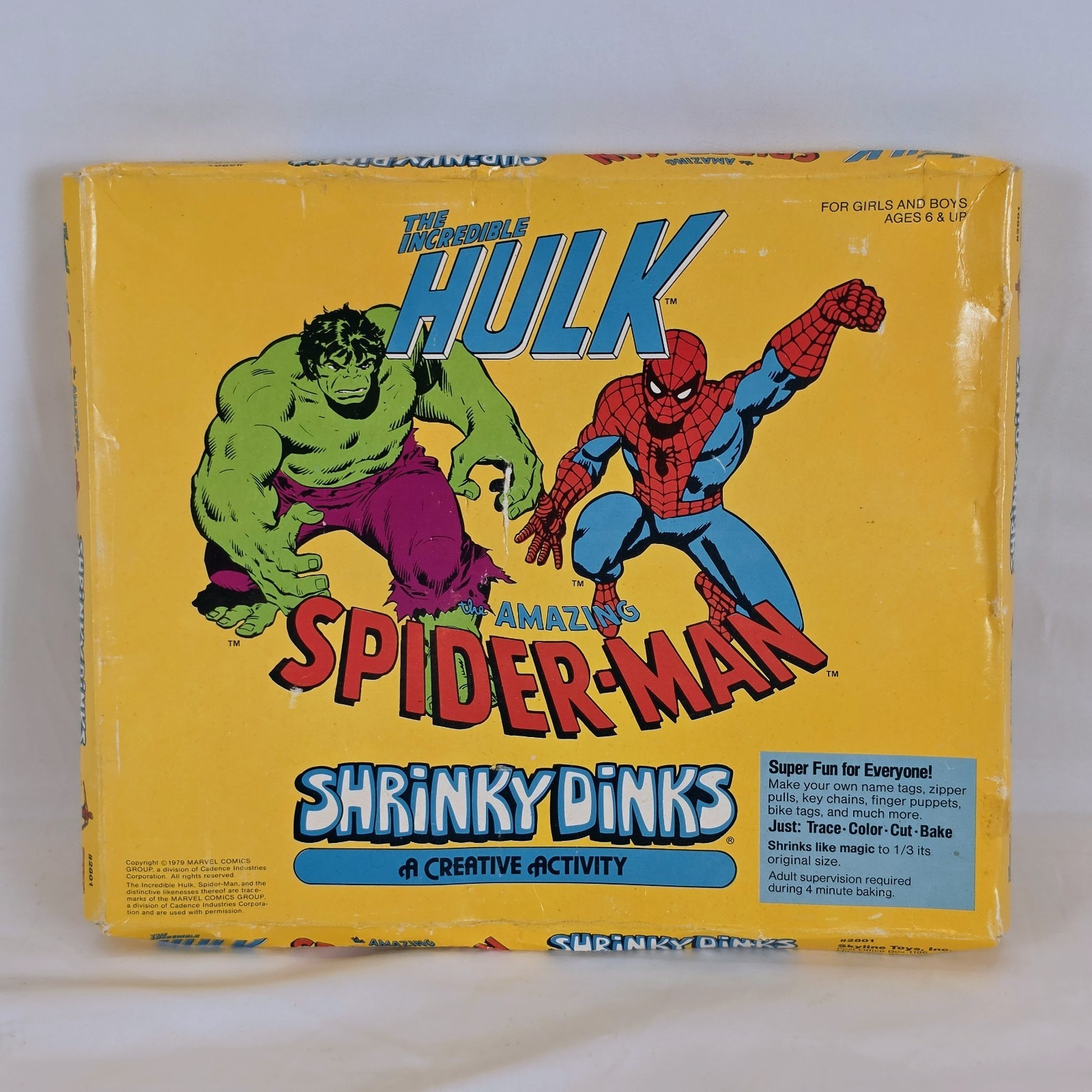 Vintage 1979 Marvel Shrinky Dinks Kit Hulk Spider-Man Skyline Toys 2801 SEALED