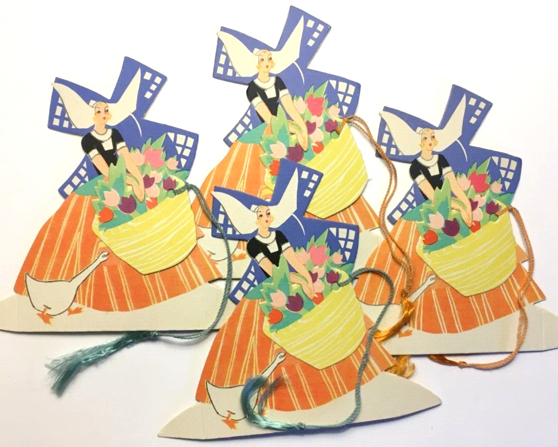 4 Unused Vintage Floral Basket Spring Tulips, Bridge Place Cards, Tallys Buzza 4 Unused Vintage Floral Basket Spring Tulips, Bridge Place Cards, Tallys Buzza