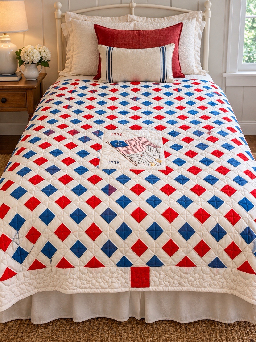 Vintage 1976 American Bicentennial Patchwork Quilt~Twin~ Embroidered Signed WOW Vintage 1976 American Bicentennial Patchwork Quilt~Twin~ Embroidered Signed WOW