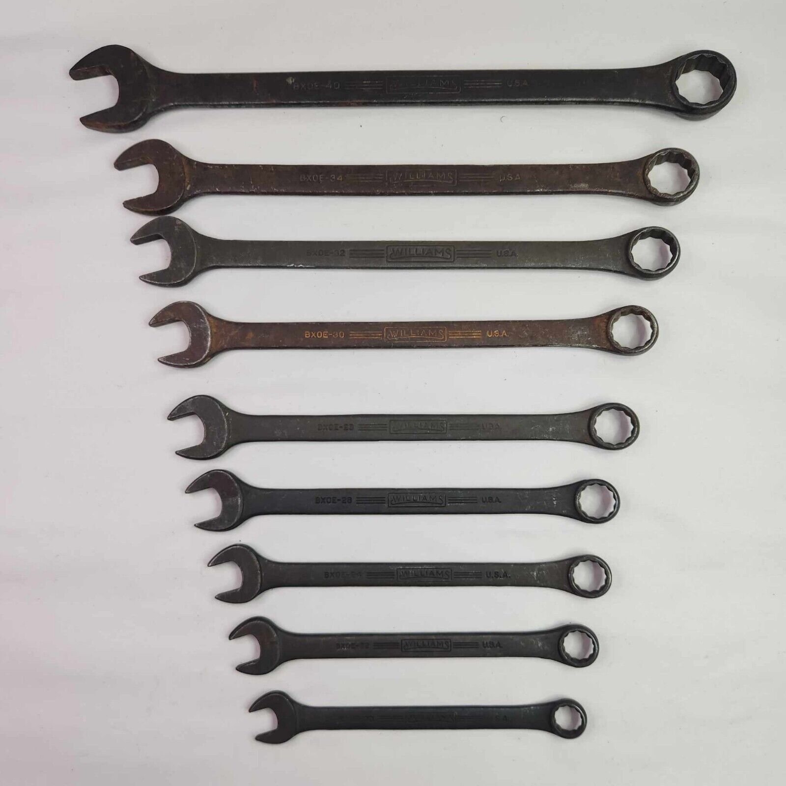 (9) J.H Williams USA Black Oxide Superrench Combination Wrenches 1-1/4 to 5/8